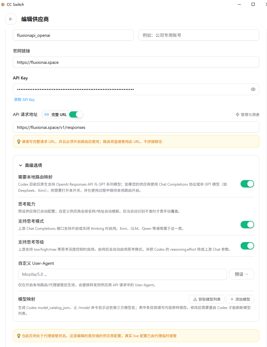Configure the Codex OpenAI provider