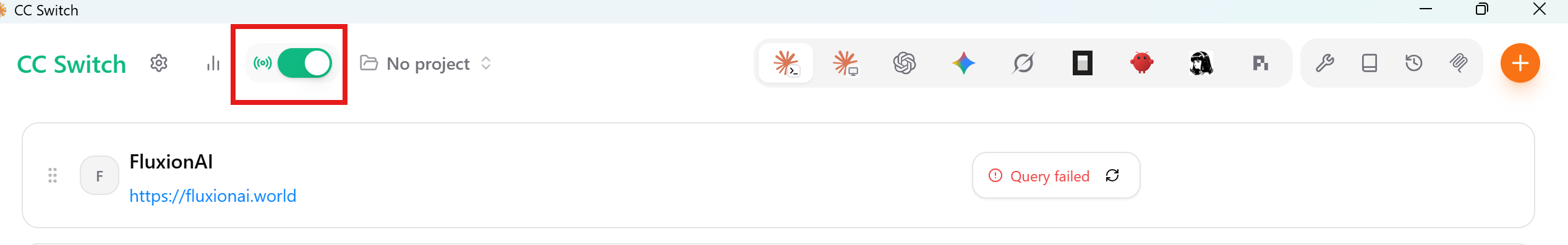 Toggle the local router from the CC-Switch home page
